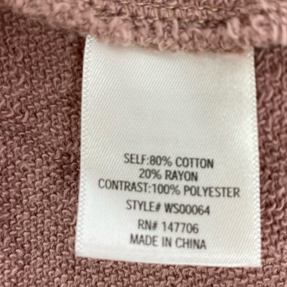 Alya Francesca’s Sheer Swiss Dot Inset Cropped Sweatshirt Blush Taupe Medium - Picture 7 of 8